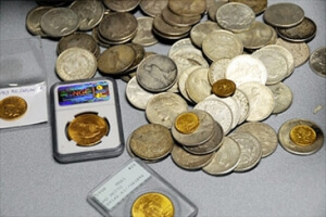 Pile of gold and silver coins