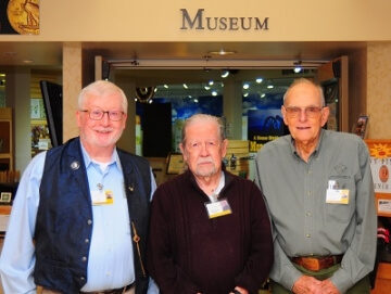 men in front of a museum sign
