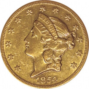 1854 gold piece obverse