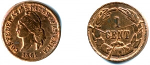 1861 confederate cent obverse