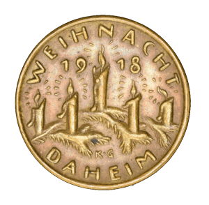 1918 medal with "weihnacht daheim" and five candles