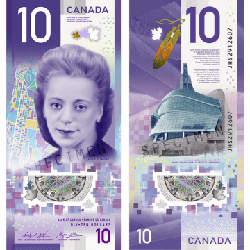 Canada 10 dollar vertical note