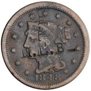 Counter-stamped Large Cent or Half Cent