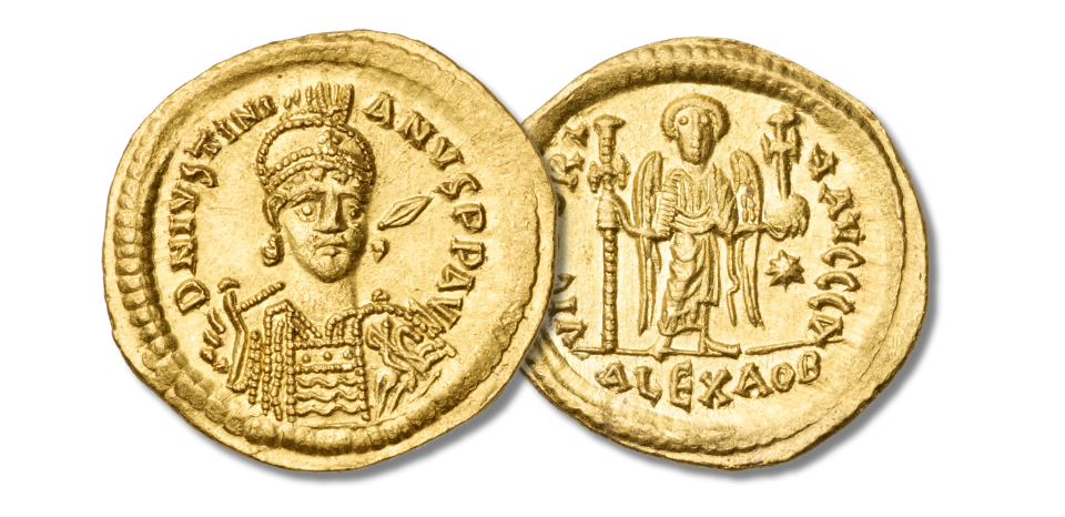 Justinian I. 527-565. AV Solidus. Alexandria mint. Struck circa 527-538